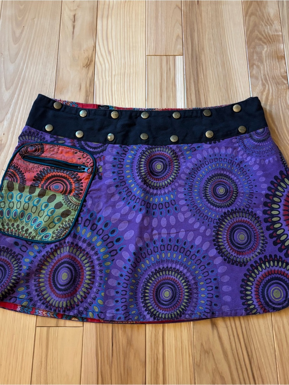 Vintage Bohemian Multicolor Patterned Mini Skirt